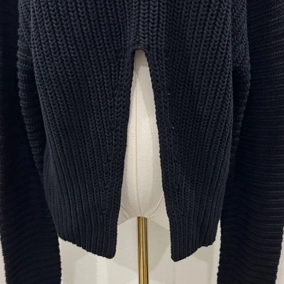 NWT 🖤 RTA Black Cotton Turtleneck Sweater with Front Slit – Size Large